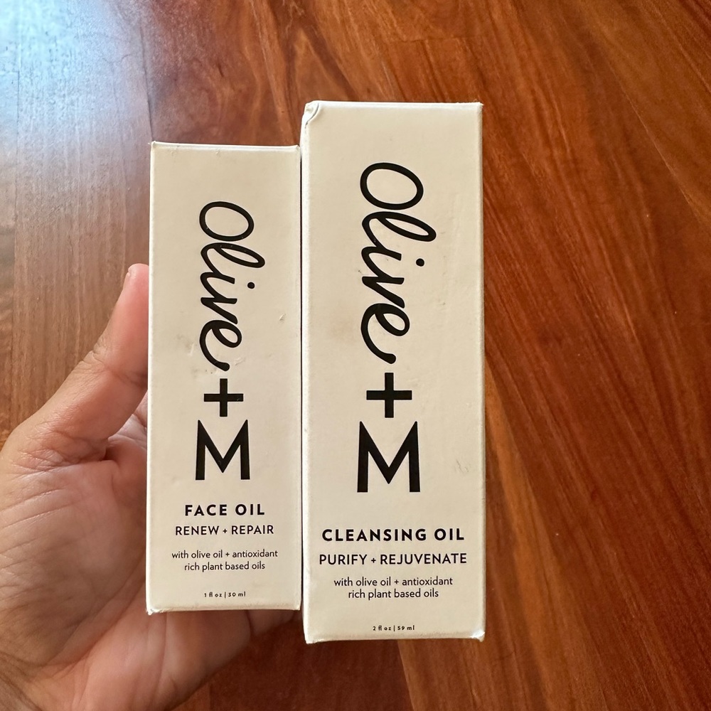 2 pack - Olive M rejuvenating cleansing oil and renew and repair anti-aging oil
